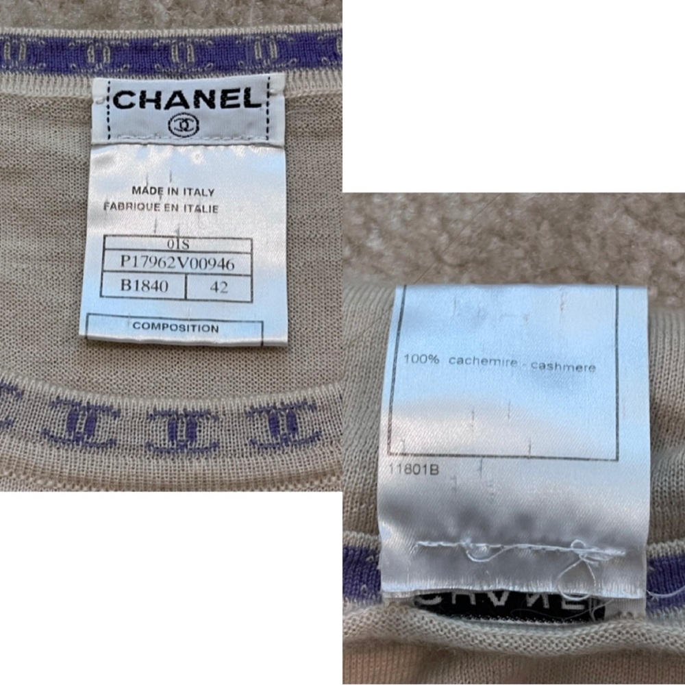 ✨Rare Vintage CHANEL 2001 Collection CC Logo Cashmere Vest Sweater Top Shirt - Picture 14 of 14